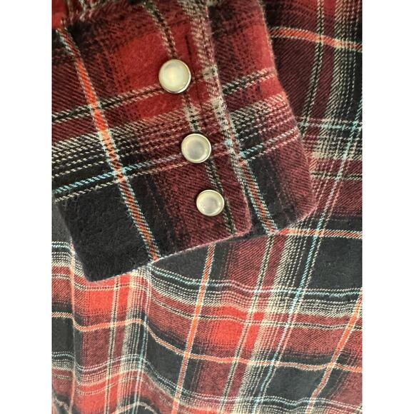 Wrangler Shirt Mens 2X Button Red and Green Pearl Snap Grunge Cowboy Ranchwear - Picture 5 of 6